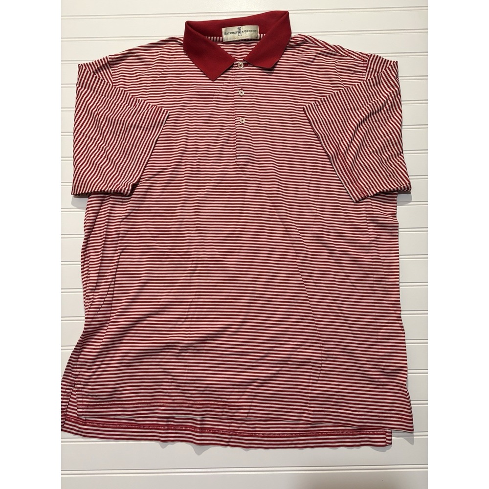 Vintage Fairway & Greene Golf Polo Shirt Mens Large Red White Stripe Mercerized